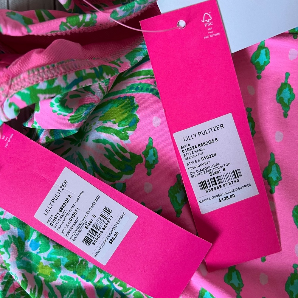 Lilly Pulitzer Puff Sleeve / high waist  Bikini 2 pc Set - Picture 9 of 12